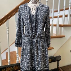 ~ Club Monaco Blue Silk Artisan Praire Dress ~ 6 ~
